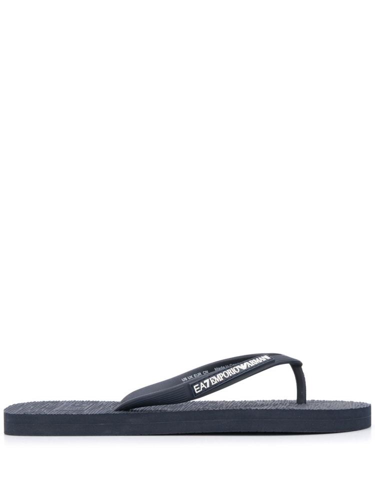 Blue Women\'s Ea7 Emporio Armani Logo Embossed Flip Flops | R744WXK