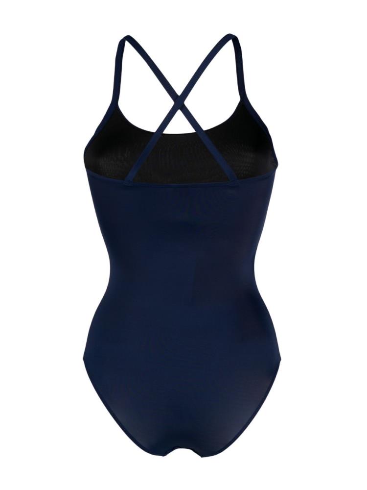 Blue Women's Ea7 Emporio Armani Metallic Logo One Piece Swimsuits | K2KTNE9