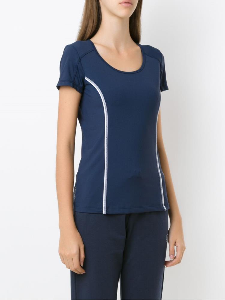 Blue Women's Ea7 Emporio Armani Side Logo T Shirts | R2RVL8E