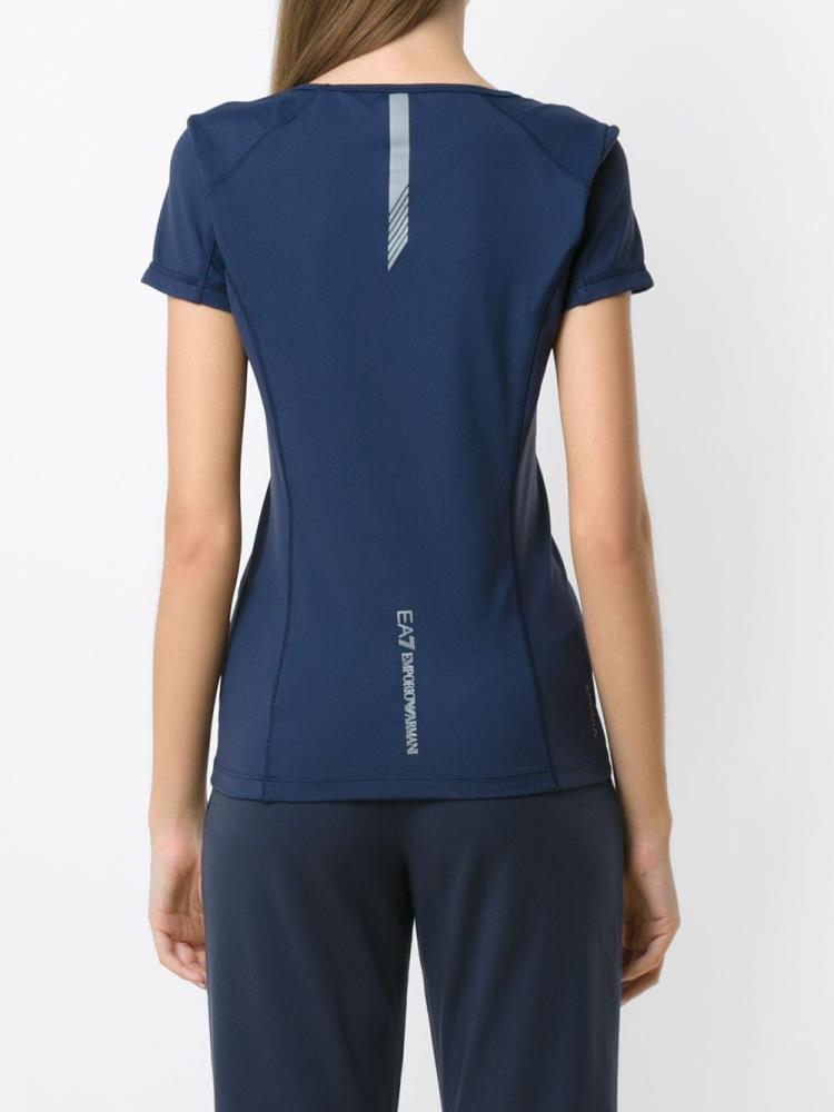 Blue Women's Ea7 Emporio Armani Side Logo T Shirts | R2RVL8E