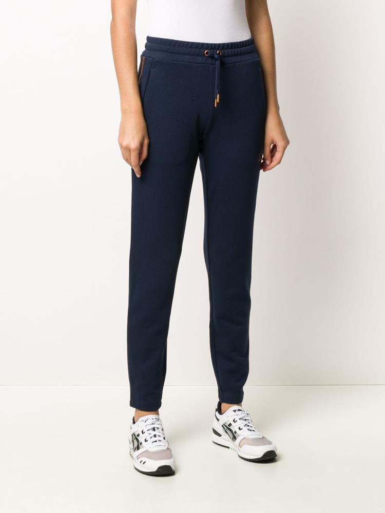 Blue Women's Ea7 Emporio Armani Tapered Printed Logo Track Pants | X2JYKHH