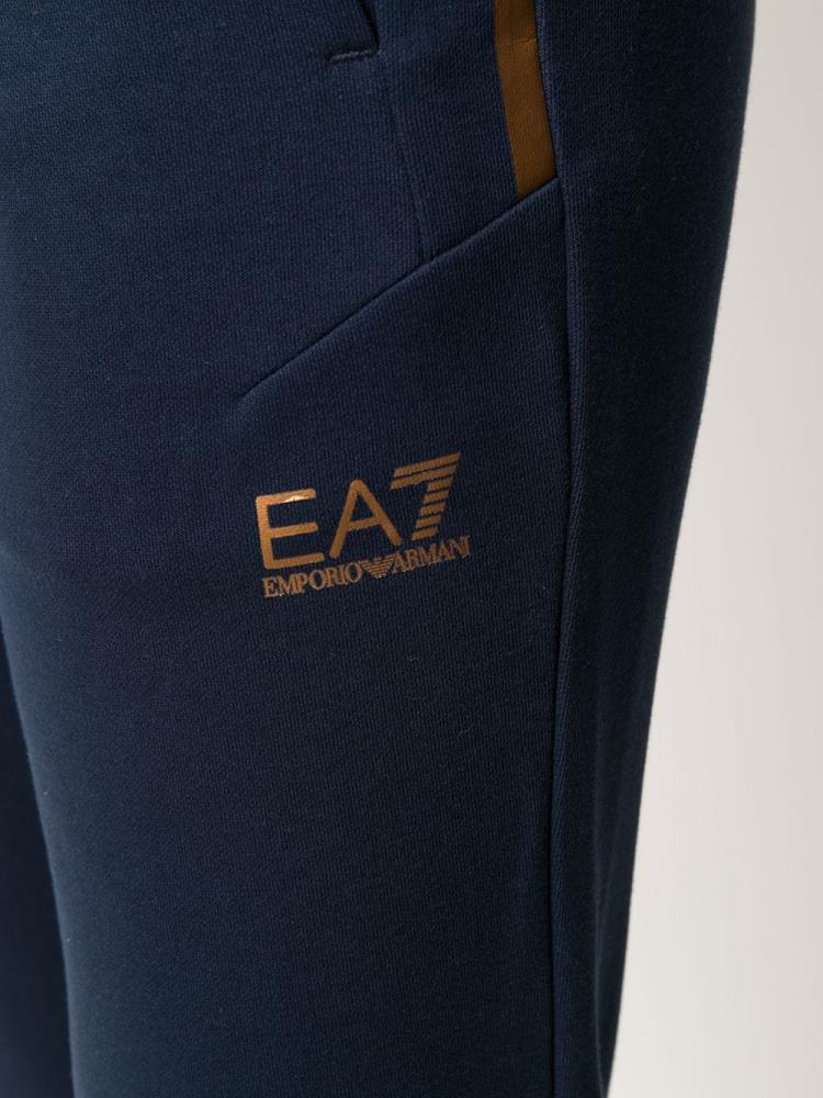 Blue Women's Ea7 Emporio Armani Tapered Printed Logo Track Pants | X2JYKHH