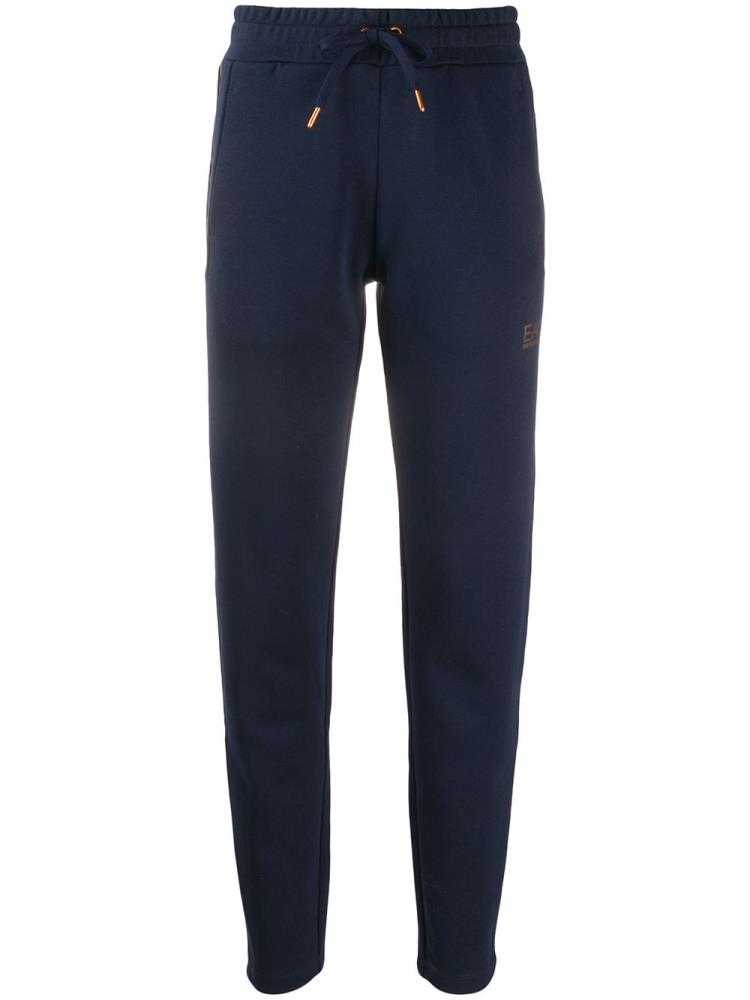 Blue Women\'s Ea7 Emporio Armani Tapered Printed Logo Track Pants | X2JYKHH