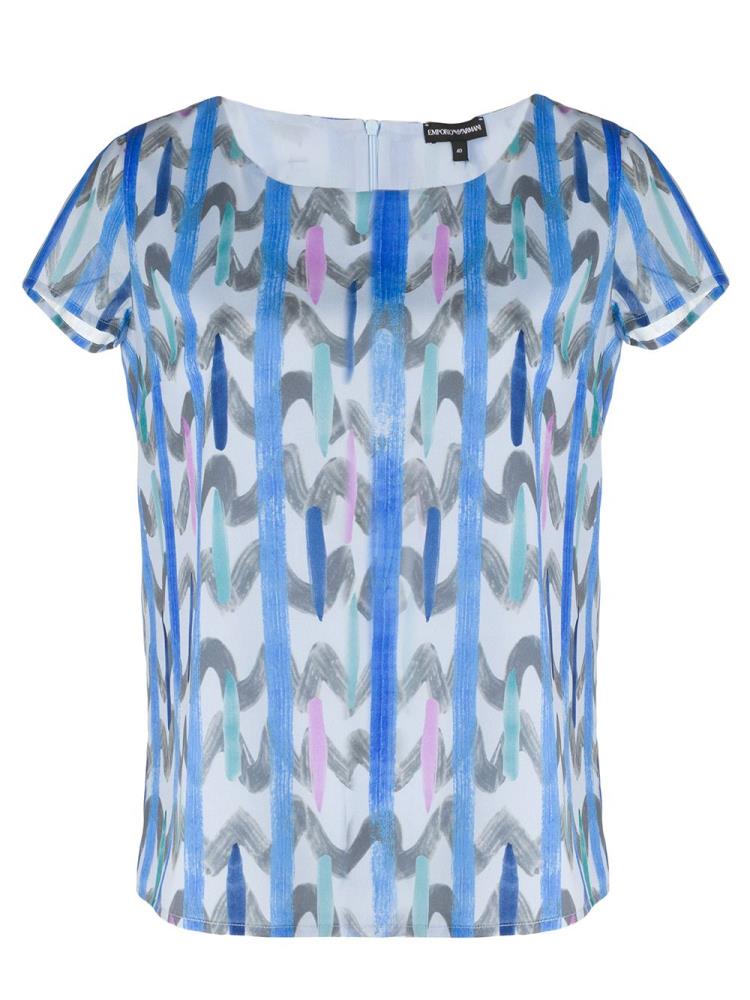 Blue Women\'s Armani Emporio Abstract Patterned T Shirts | 8T4RP8R