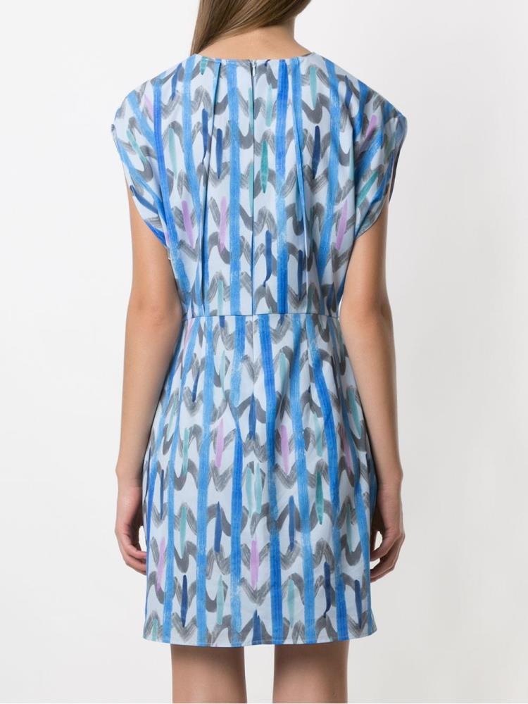 Blue Women's Armani Emporio Abstract Print Short Sleeve Dress | D20RNVZ