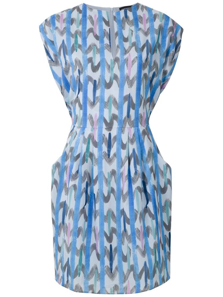 Blue Women\'s Armani Emporio Abstract Print Short Sleeve Dress | D20RNVZ