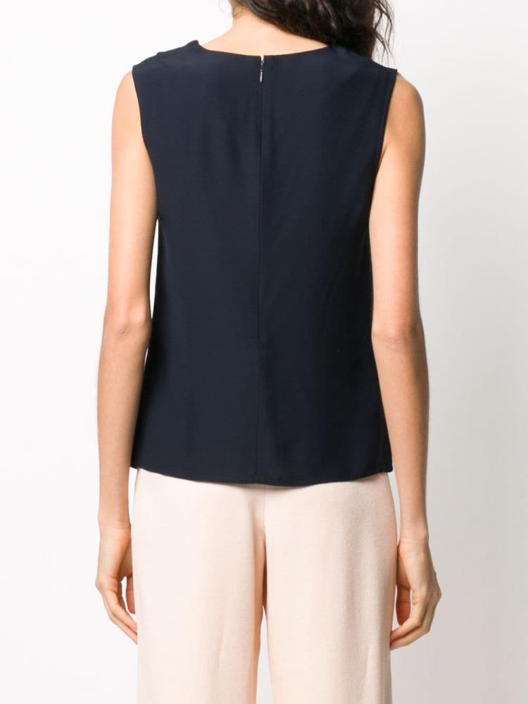 Blue Women's Armani Emporio Asymmetric Neck Tank Tops | YFVZ31P