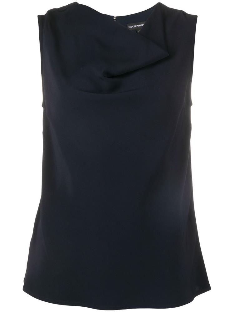 Blue Women\'s Armani Emporio Asymmetric Neck Tank Tops | YFVZ31P