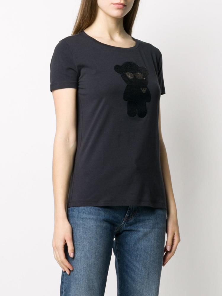 Blue Women's Armani Emporio Bear Logo T Shirts | 8YW6QD4