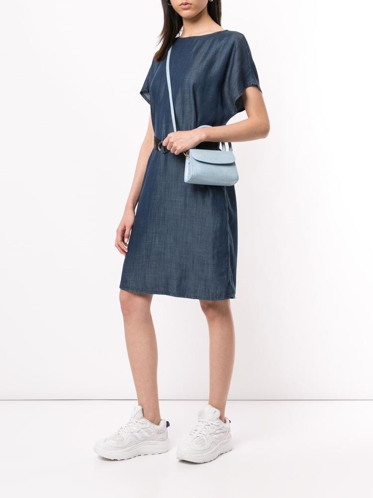 Blue Women's Armani Emporio Belted Denim Dress | 7LN65R5