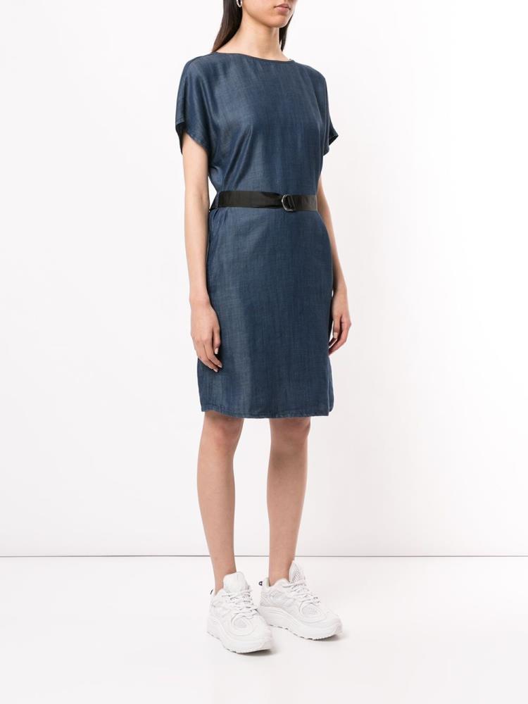 Blue Women's Armani Emporio Belted Denim Dress | 7LN65R5