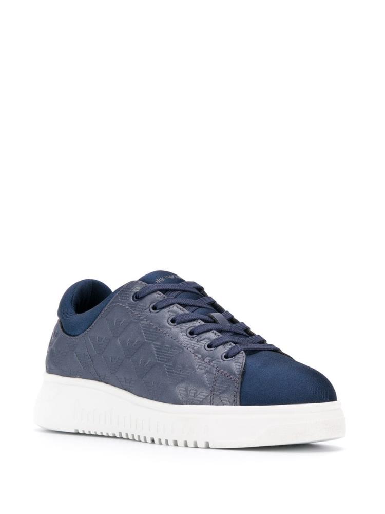 Blue Women's Armani Emporio Branded Detail Sneakers | 3VDL340