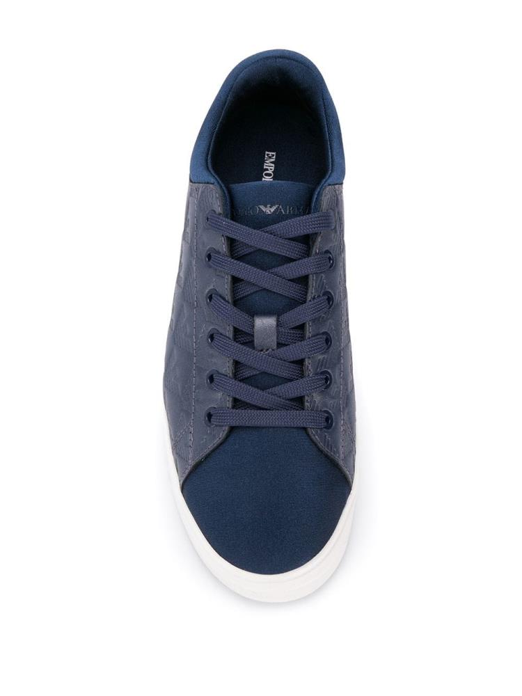 Blue Women's Armani Emporio Branded Detail Sneakers | 3VDL340