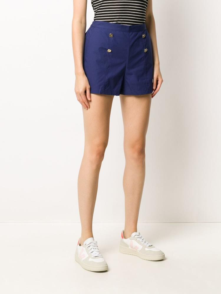 Blue Women's Armani Emporio Button Front Mini Shorts | RMGT6VT