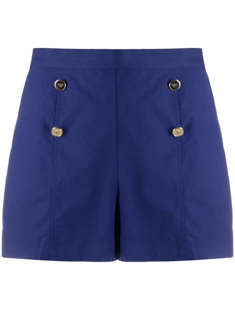 Blue Women\'s Armani Emporio Button Front Mini Shorts | RMGT6VT