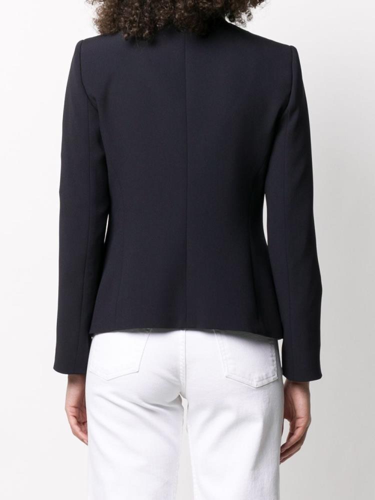 Blue Women's Armani Emporio Collarless Fitted Blazers | I0N0JKD