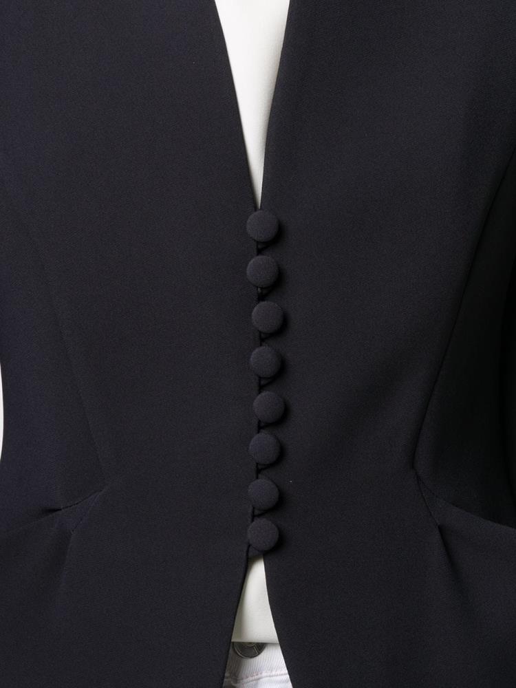 Blue Women's Armani Emporio Collarless Fitted Blazers | I0N0JKD