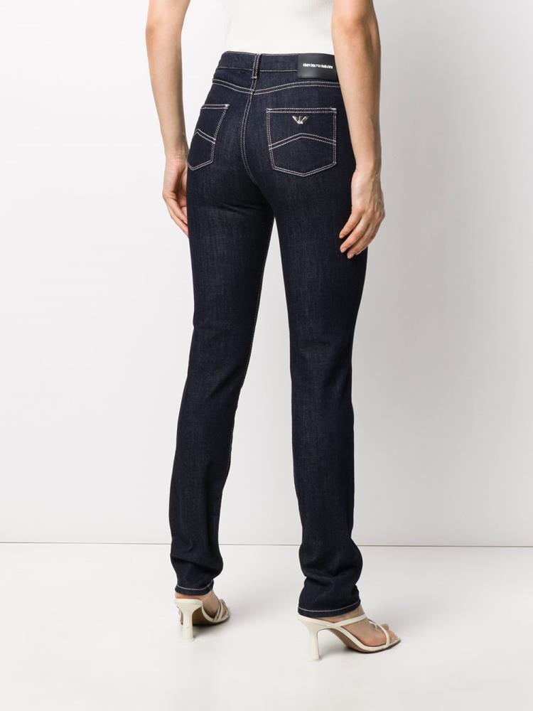 Blue Women's Armani Emporio Contrast Stitch Skinny Jeans | B21TDB2