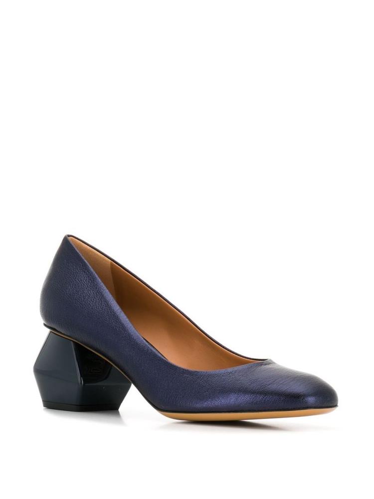 Blue Women's Armani Emporio Geometric Heel Pumps | 5L8GCN4