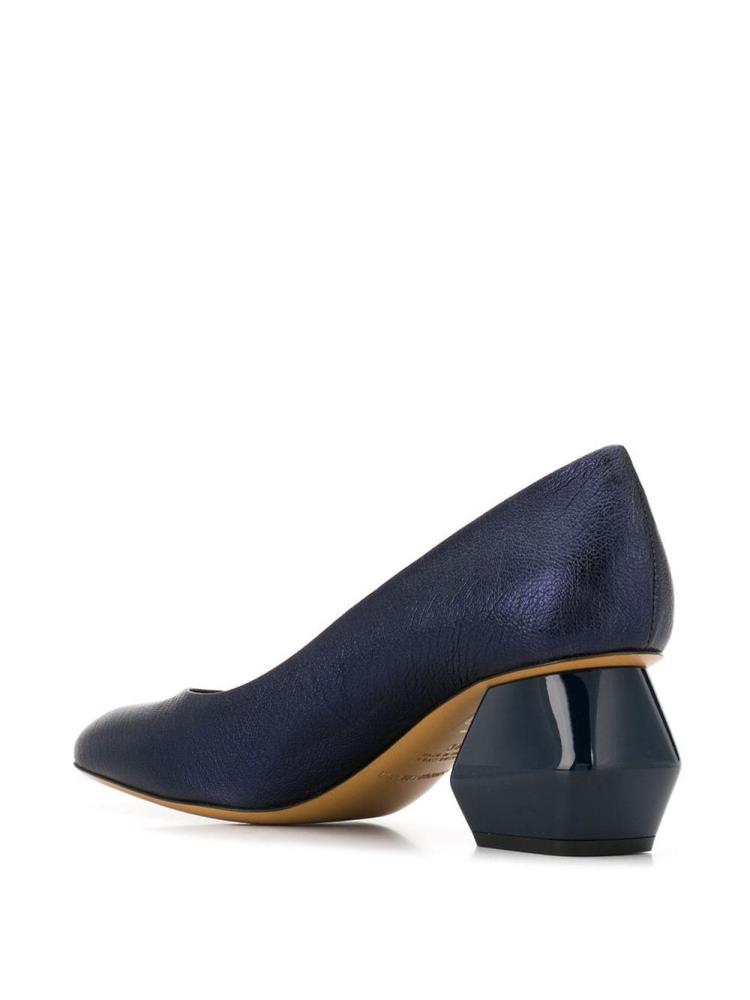 Blue Women's Armani Emporio Geometric Heel Pumps | 5L8GCN4