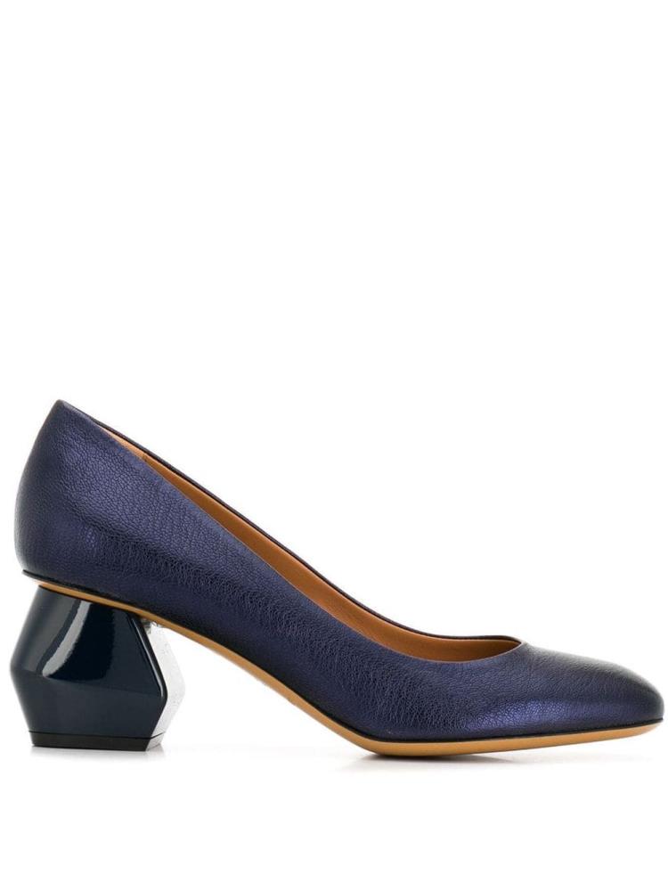 Blue Women\'s Armani Emporio Geometric Heel Pumps | 5L8GCN4