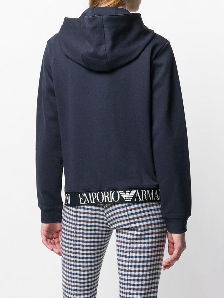 Blue Women's Armani Emporio Logo Print Hoodie | EBR5J2T