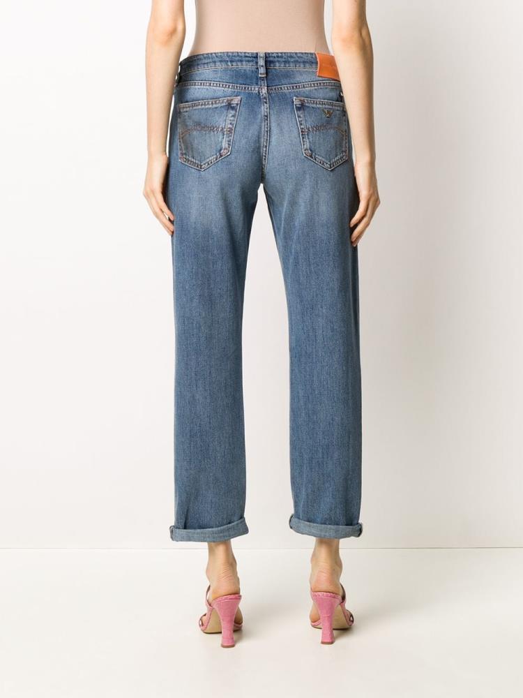 Blue Women's Armani Emporio Mid Rise Boyfriend Jeans | 6O6ONO1