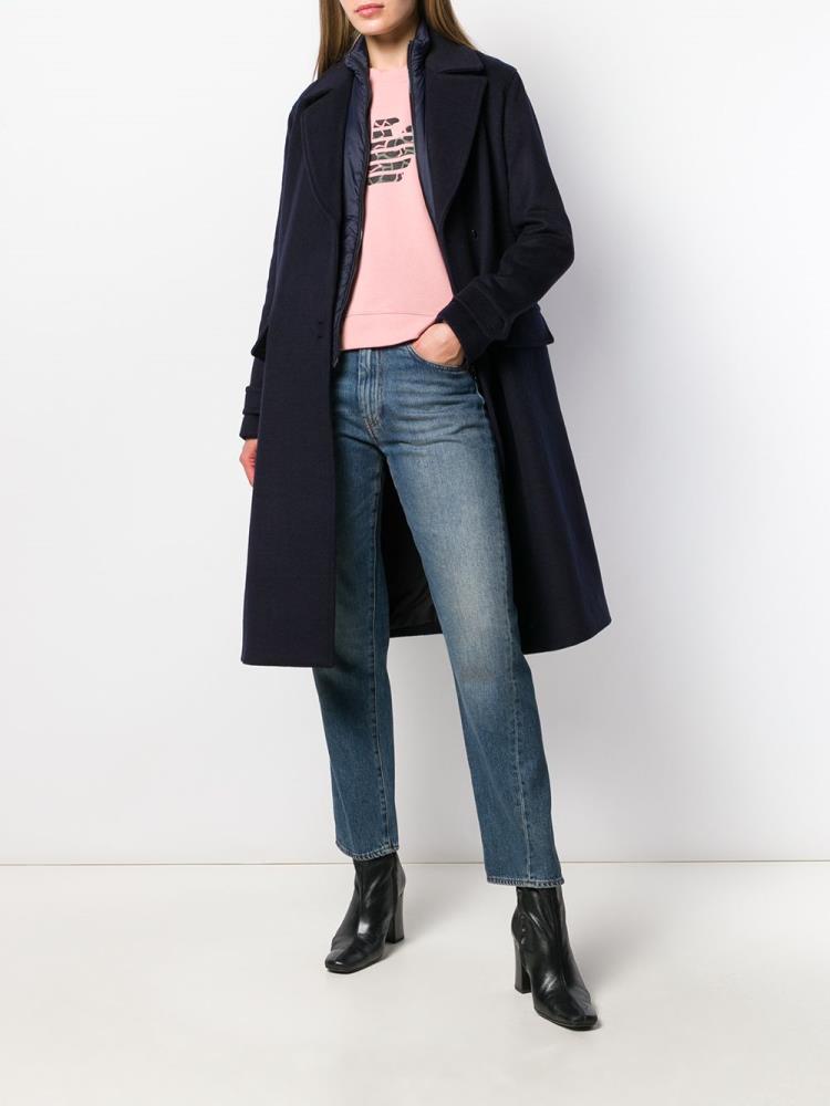 Blue Women's Armani Emporio Oversized Wool Coats | E9NK3EH