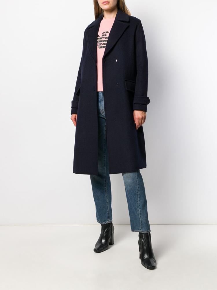 Blue Women's Armani Emporio Oversized Wool Coats | E9NK3EH