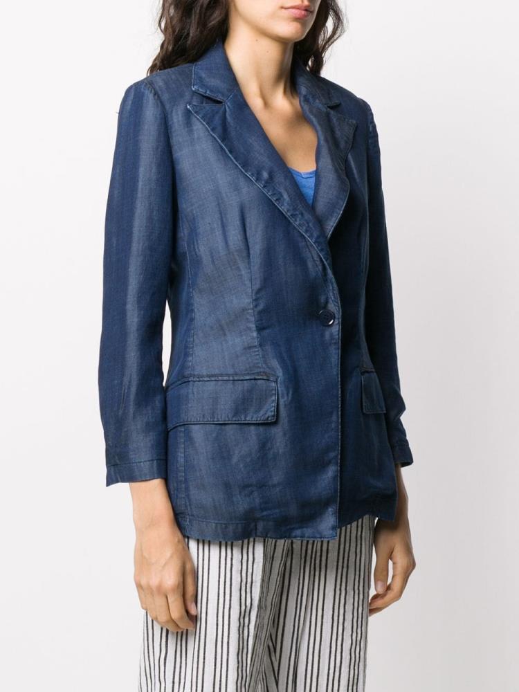 Blue Women's Armani Emporio Single Breasted Denim Blazers | 09LCAM5