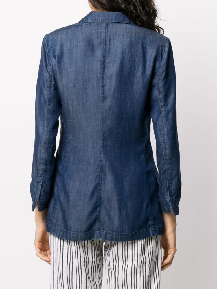 Blue Women's Armani Emporio Single Breasted Denim Blazers | 09LCAM5