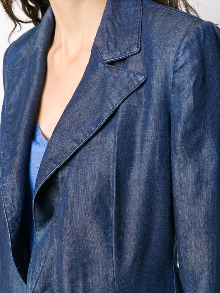 Blue Women's Armani Emporio Single Breasted Denim Blazers | 09LCAM5