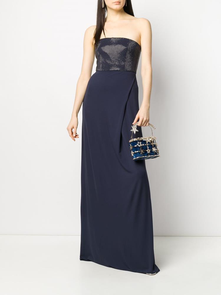 Blue Women's Armani Emporio Strapless Maxi Dress | 10V0JKD