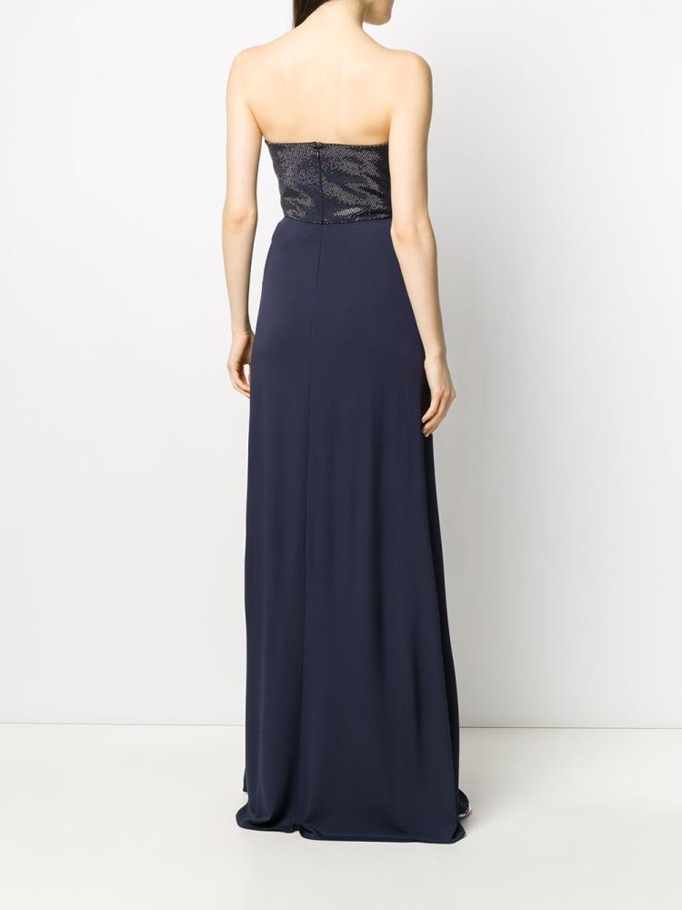 Blue Women's Armani Emporio Strapless Maxi Dress | 10V0JKD