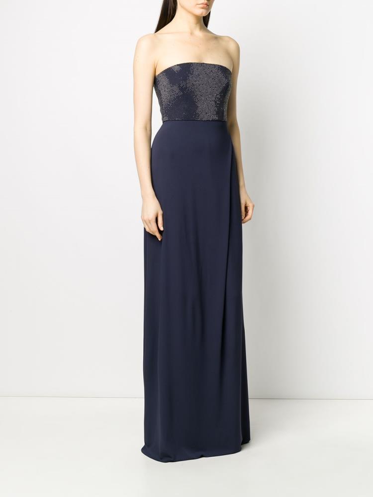 Blue Women's Armani Emporio Strapless Maxi Dress | 10V0JKD