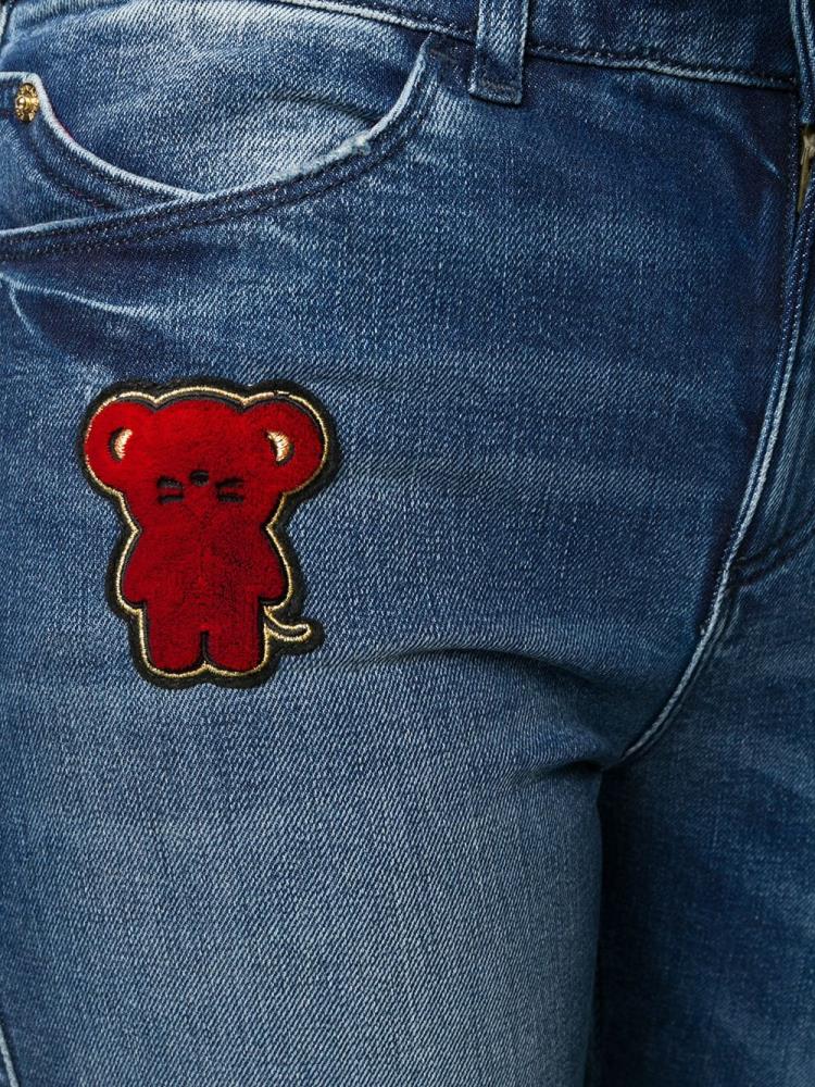 Blue Women's Armani Emporio Teddybear Patch Jeans | 9H0WO4P