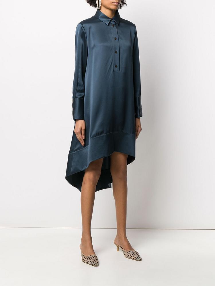 Blue Women's Giorgio Armani Button Down Silk Shift Dress Dress | B97DKIJ