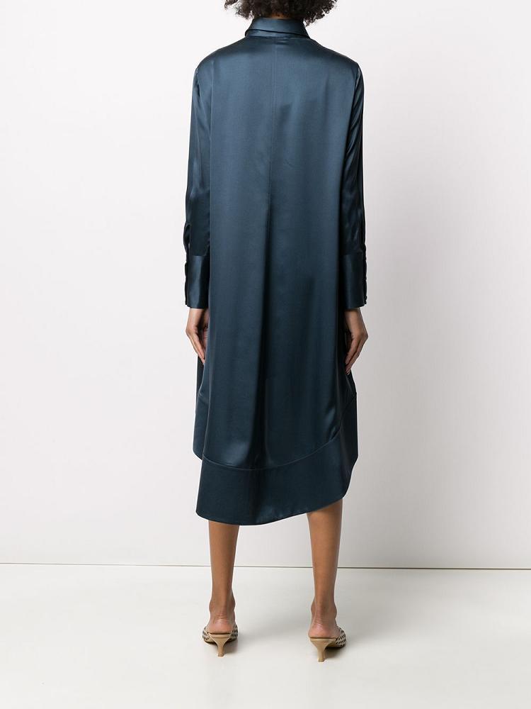 Blue Women's Giorgio Armani Button Down Silk Shift Dress Dress | B97DKIJ