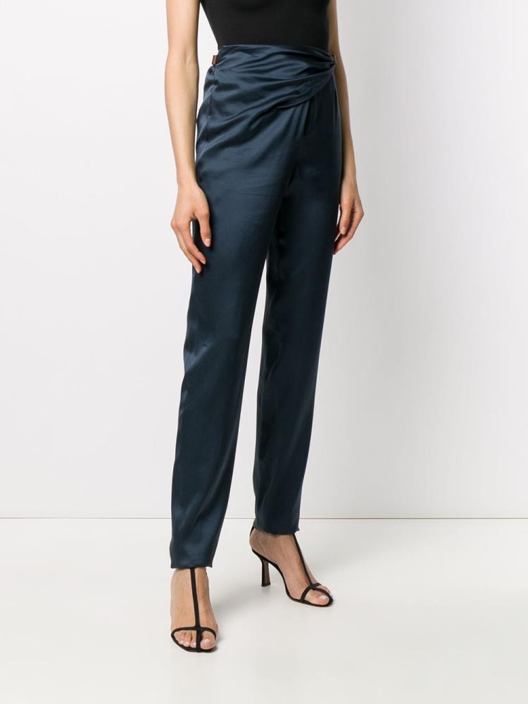 Blue Women's Giorgio Armani Draped Waist Pants | NNKT2NE