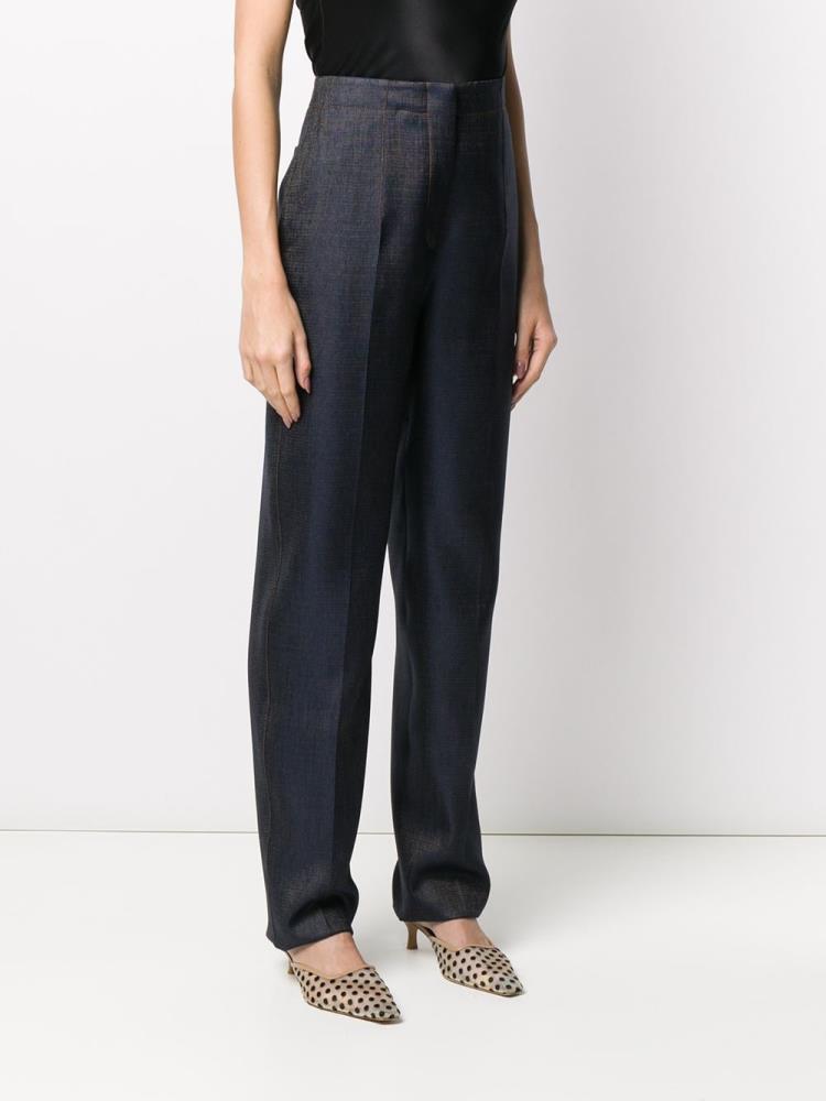 Blue Women's Giorgio Armani Loose Fit Hight Waist Pants | Q211J6A