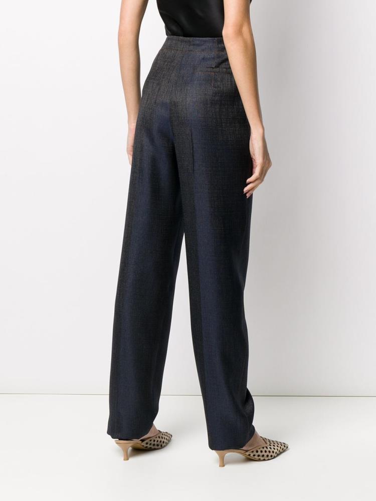 Blue Women's Giorgio Armani Loose Fit Hight Waist Pants | Q211J6A