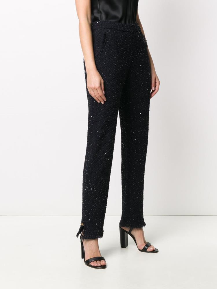 Blue Women's Giorgio Armani Sequin Embroidered Pants | SVBKNKO