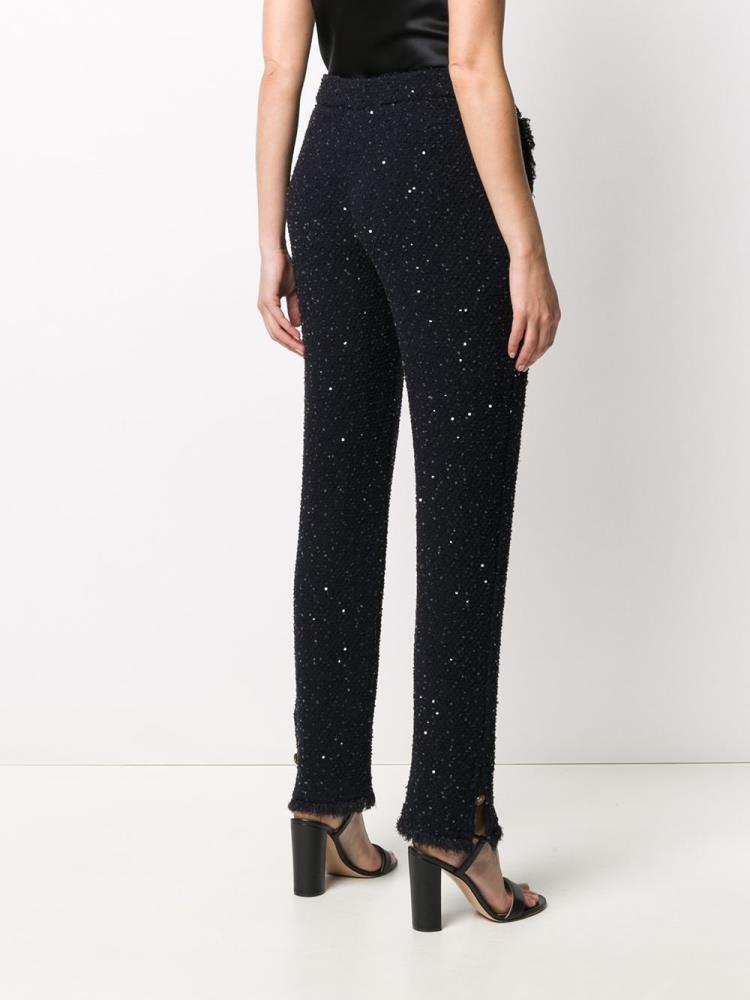 Blue Women's Giorgio Armani Sequin Embroidered Pants | SVBKNKO