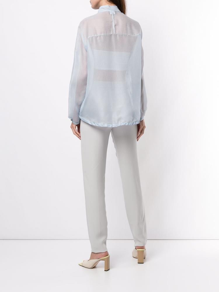 Blue Women's Giorgio Armani Sheer Oversized Shirts | 1FDNRGG