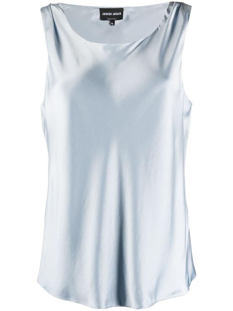 Blue Women\'s Giorgio Armani Silk Tank Tops | J8ULQ8G