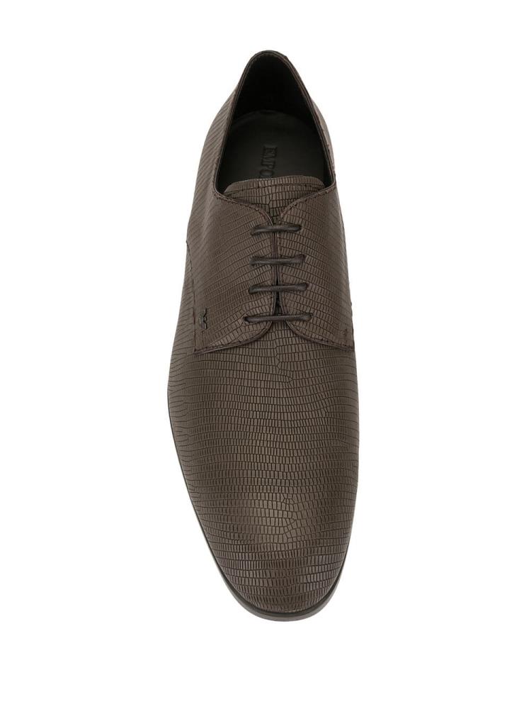 Brown Men's Armani Emporio Leather Derby Shoes | 1L67ADL