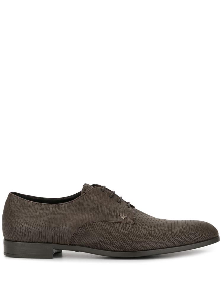 Brown Men\'s Armani Emporio Leather Derby Shoes | 1L67ADL