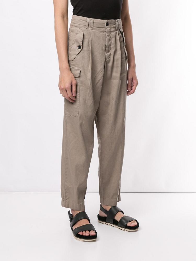 Brown Men's Giorgio Armani High Waisted Tapered Pants | 22STRVJ