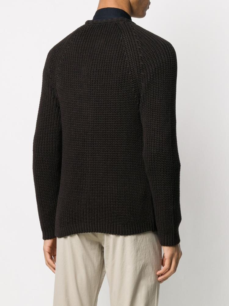 Brown Men's Giorgio Armani Round Neck Cardigan | VGGIFNY