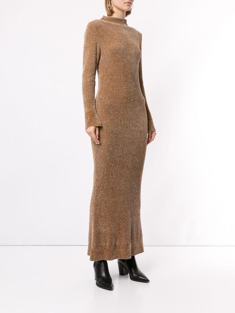 Brown Women's Giorgio Armani Velvet Jersey Dress | OR7WDAI